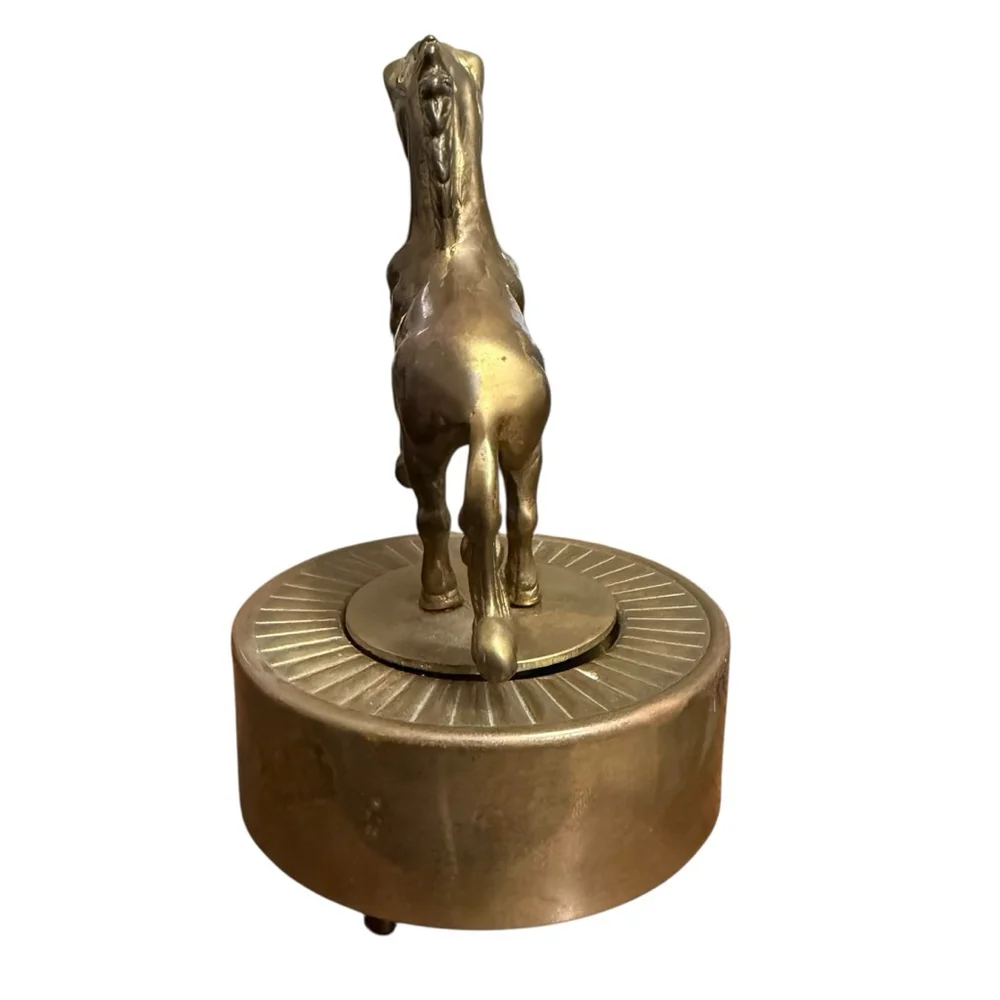 Vintage‎ 1982 Aldon Solid Brass Unicorn Music Box Made in Taiwan